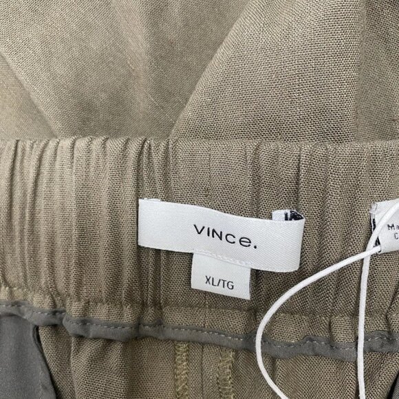 Vince Women's Soft Linen Blend High Rise Pull-On Pants Size XL | Color: Olive - Picture 2 of 7